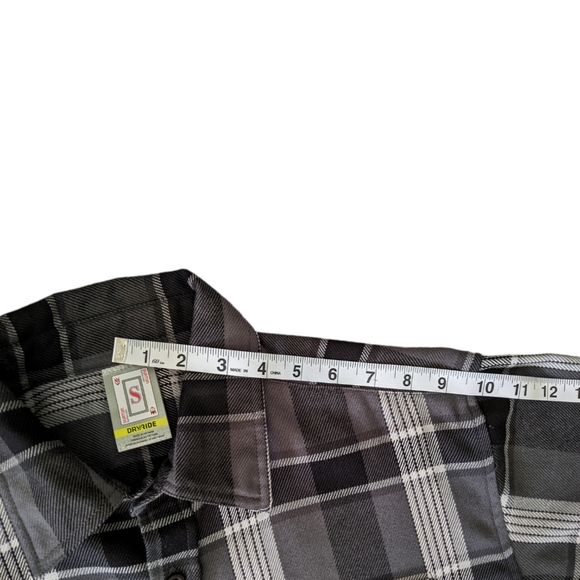 Burton Dryride Men's Plaid Button Up Size S Long Sleeve Gray Black White - Picture 6 of 12